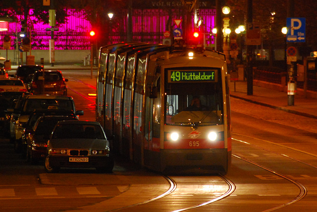 New tram at night