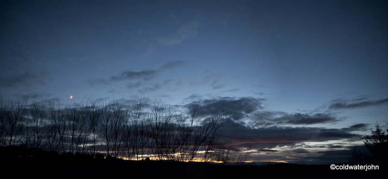 Waxing young moon at dusk from the new extension