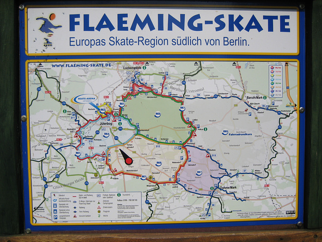 Wegweiser Fläming-Skate zum aktuellen Standort