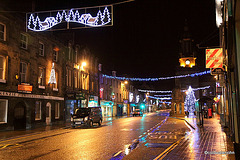 Forres High Street, Christmas early evening - the lights