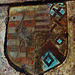 terling church, essex,heron on heraldic detail of a  rochester family brass, 1584