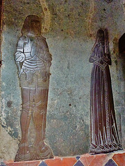 terling church, essex,early c16 brass knight and his wife, probably members of the rochester family