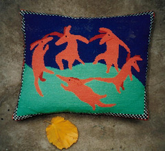 dancing aardvark tapestry cushion