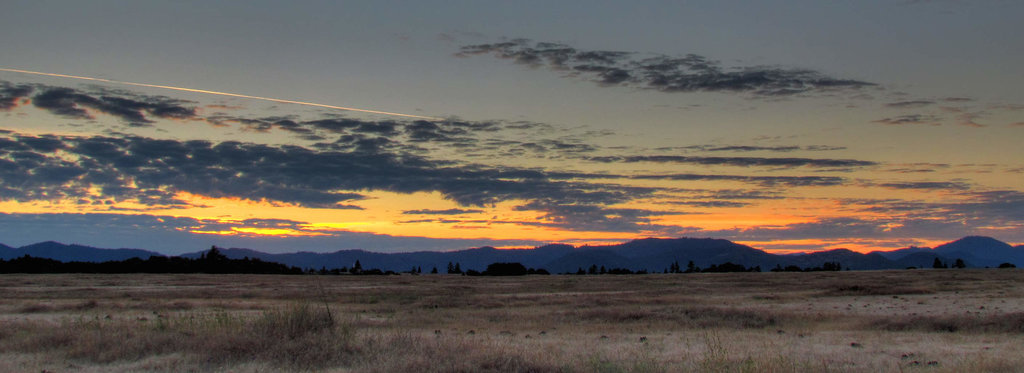 Sunset Panorama with Jet Stream