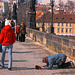 Prague Charles Bridge Beggar