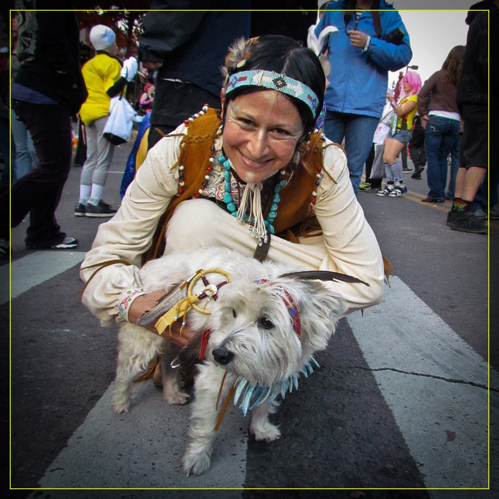 Indian Woman and Her Dog