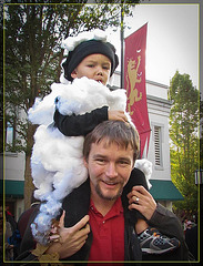 Dad and Fluffy Sheepy Baby