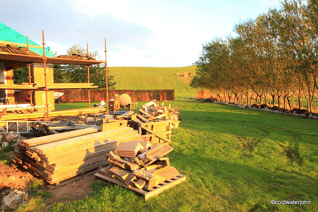 Building site in evening shadows