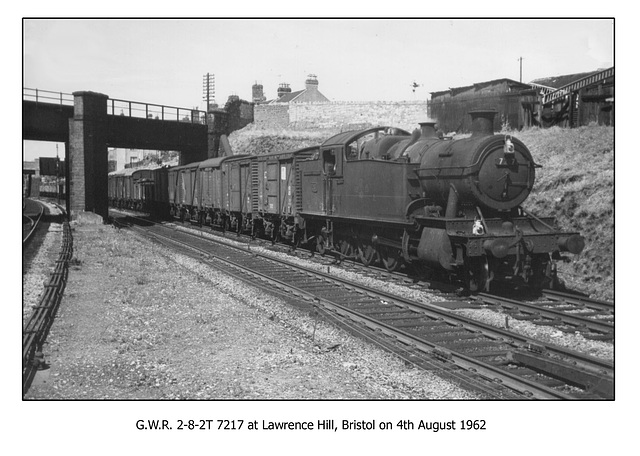 GWR 2-8-2T 7217 at Lawrence Hill Bristol on 4.8.1962