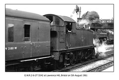 GWR 2-6-2T 5542 at Lawrence Hill Bristol on 5th August 1961