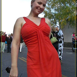 Lady in Flaming Orange Dress