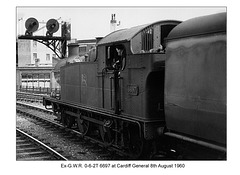 Collett 0-6-2T 6697 at Cardiff General 8.8.1960