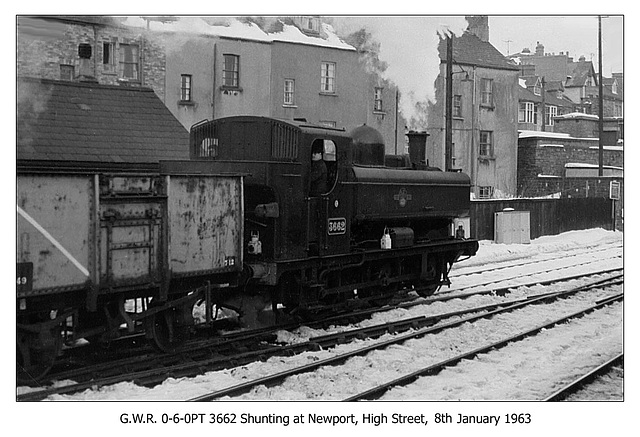 GWR 0-6-0PT 3662 Newport 8.1.1963