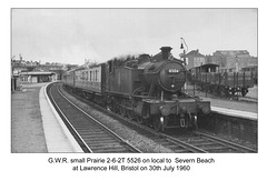 GWR 2-6-2T 5526 Lawrence Hill, Bristol, 30.7.1960