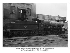 GWR 4-6-0 7801 Anthony Manor Aberystwyth 4.8.1959