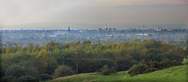 Manchester panorama with coal mine