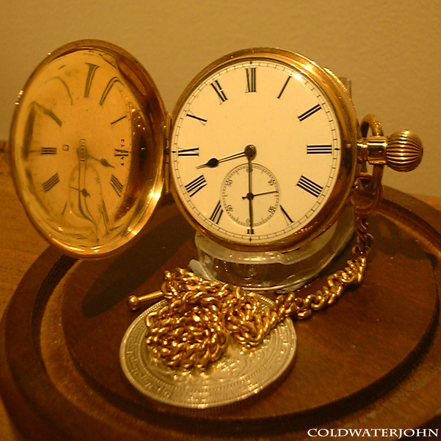 Reflections of Time...18k. Gold Hahn Landeron pocket watch presented to the original 'Coldwaterjohn' on his retirement from the Seaforth Highlanders Reflections of Time...18k. Gold Hahn Landeron pocket watch presented to the original 'Coldwaterjohn' on his retirement from the Seaforth Highlanders