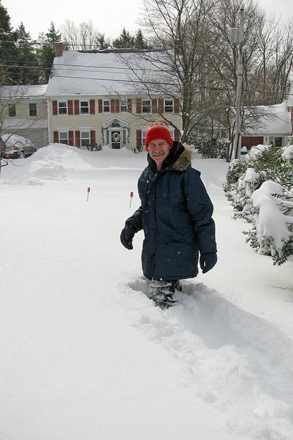 Thigh high in snow