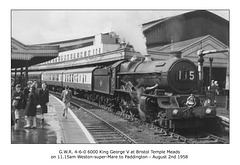 GWR 4-6-0 6000 King George V Bristol 2 8 1958
