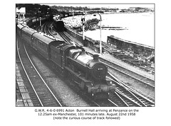 GWR 4-6-0 6991 Acton Burnell Hall Penzance 22 8 1958