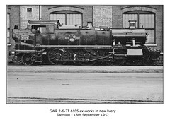 GWR 2-6-2T 6105 at Swindon on 18.9.1957