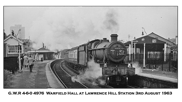 GWR 460 4976 Warfield Hall Lawrence Hill 3 8 1963