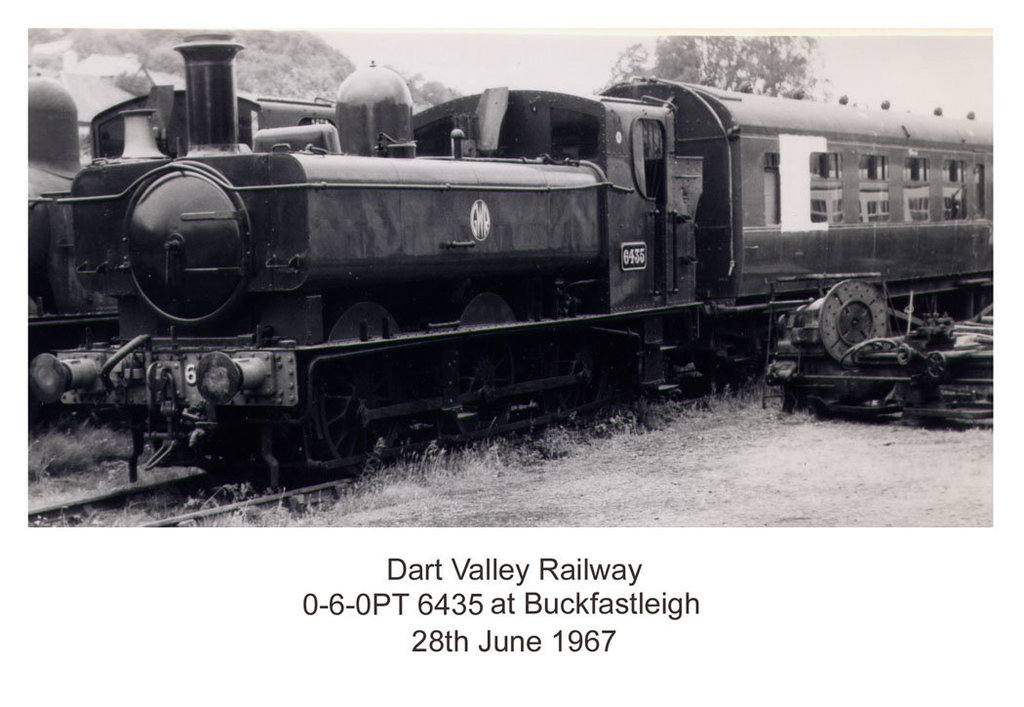 Former Great Western Railway 0-6-0PT 6435 at Buckfastleigh 28.7.1967