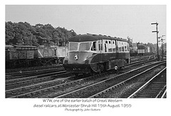 GW diesel railcar W7W at Worcester Shrub Hill  - 15.8.1955
