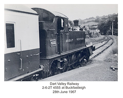 Former Great Western Railway 2-6-2T 4555 at Buckfastleigh 28.6.67