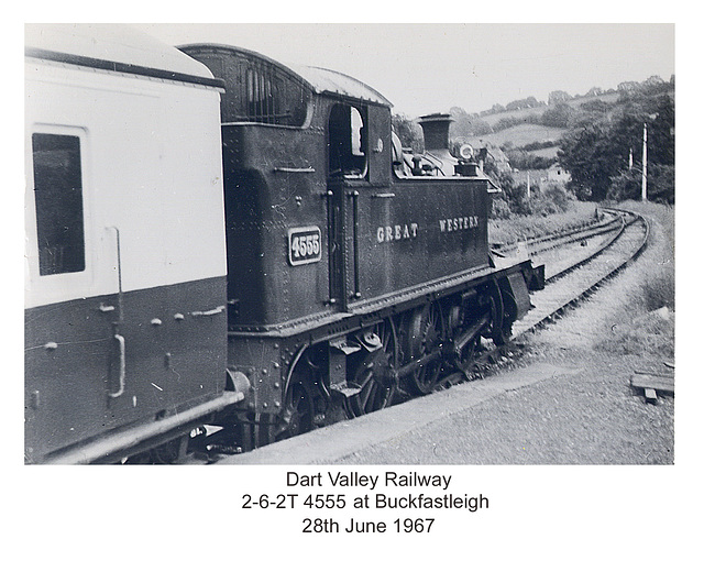 Former Great Western Railway 2-6-2T 4555 at Buckfastleigh 28.6.67