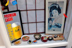Window of Japanese restaurant Morita-Ya