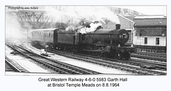 GWR 4-6-0 5955 Garth Hall -  Bristol Temple Meads - 8.8.1964