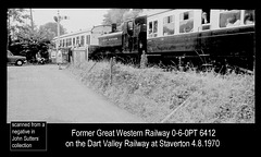 GWR 0-6-0PT 6412 at Staverton on the Dart Valley Railway - 4.8.1970