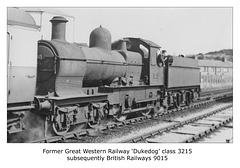 GWR 4-4-0 'Dukedog' class 3215 - BR 9015 c1955