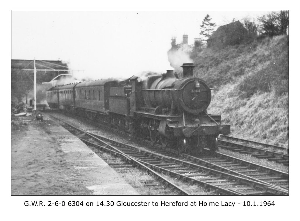 GWR 2-6-0 6304 at Holme Lacy on 10.1.1964