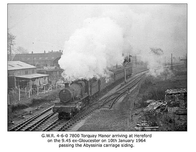 GWR 4-6-0 7800 Torquay Manor at Hereford - 10.1.1964