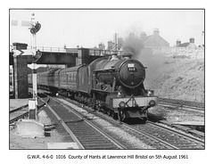 GWR 460 1016 County of Hants Lawrence Hill Bristol 5 8 1961