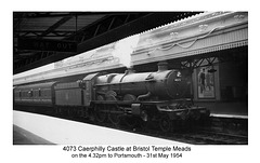 4073 Caerphilly Castle - Bristol Temple Meads - 31.5.1954
