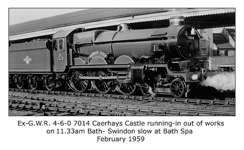 GWR 4-6-0 7014 Caerhays Castle Bath Feb 1959