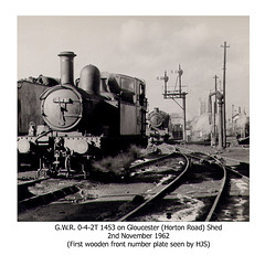 GWR 0-4-2T 1453 Gloucester (Horton Rd) Shed 2.11.1962