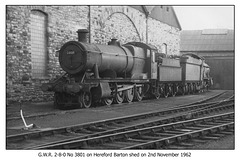 GWR 2-8-0 3801 - Hereford Barton shed - 2.11.1962