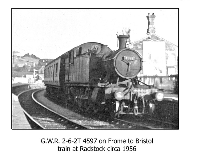 GWR 2-6-2T 4597 at Radstock c 1956