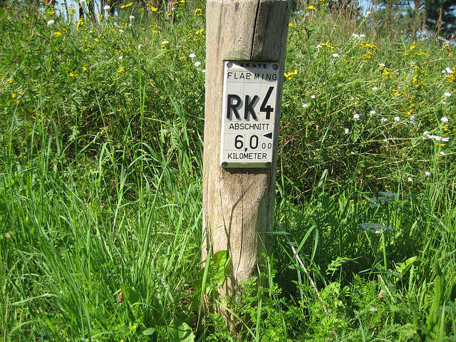 Wegweiser Fläming-Skate RK4 bei km 6,0 bei Werder