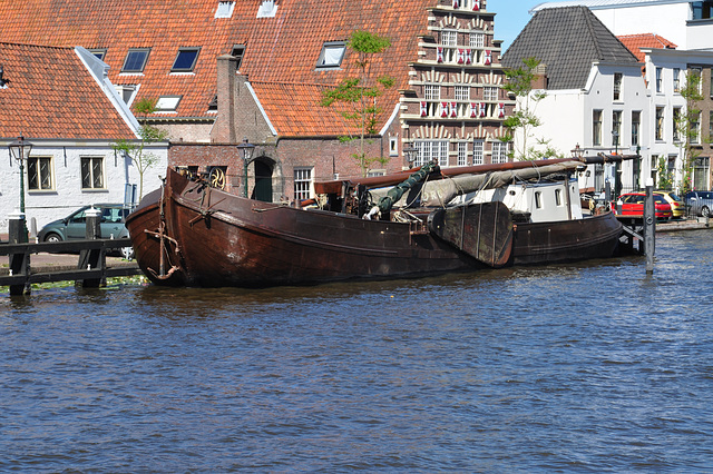 Old ship in the harbour of Leiden