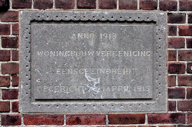 Memorial gable stone of the Social Housing Association "Concord"