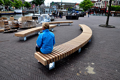 Trying out the new street furniture