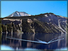 Close-Up of Tour Boat On Crater Lake