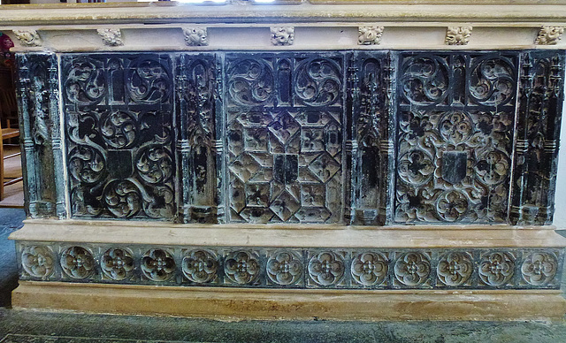 hartland church, devon,excellent late c14 tomb chest of catacleuse marble, an import from the abbey