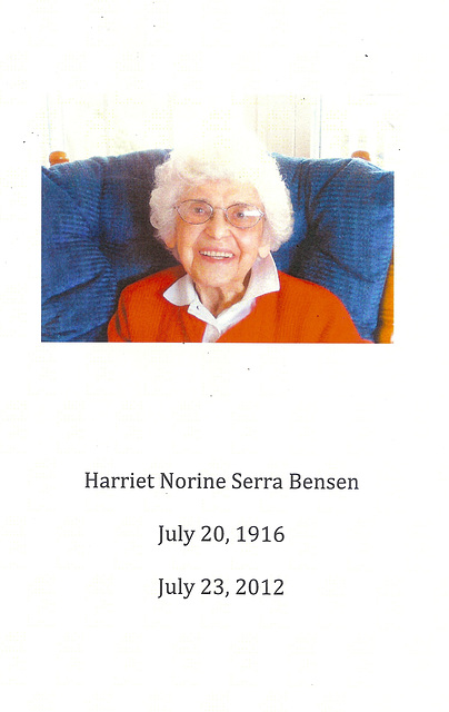 Harriet, 1916 - 2012