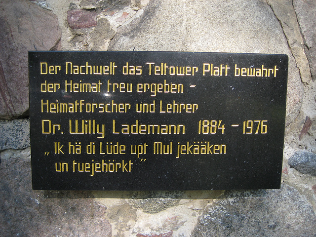Jühnsdorf - Erinnerung an Dr.Willy Lademann